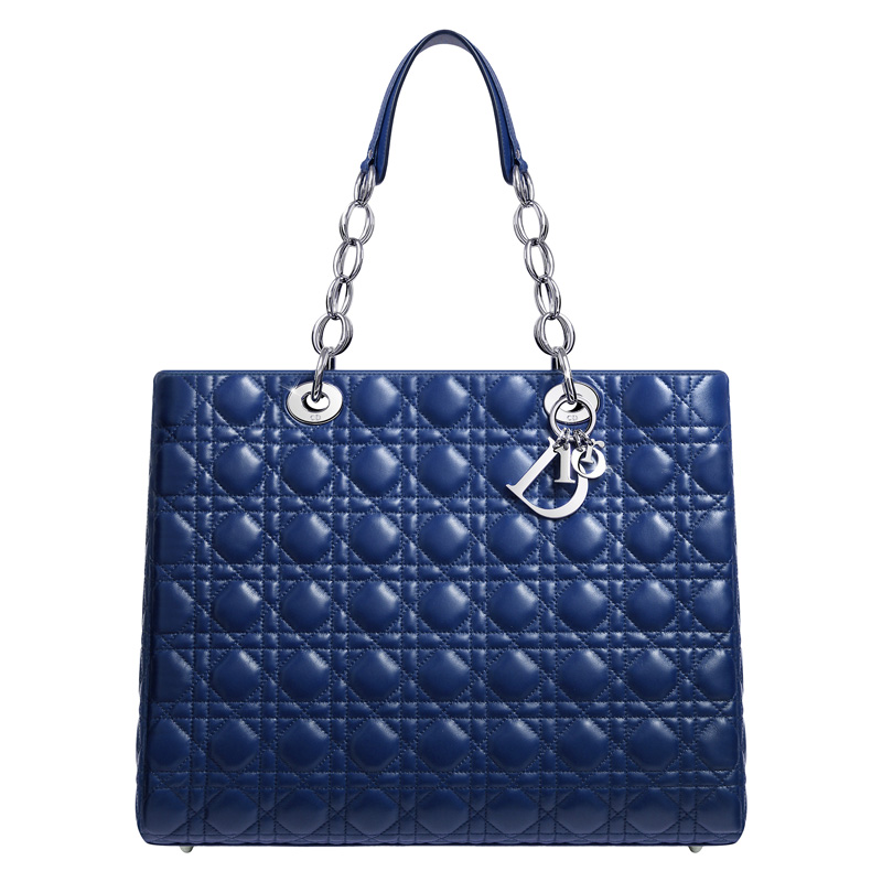 CAL44956 M578 pelle blu shopping bag Dior morbida Grande
